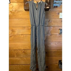 Koshka Mashka Women's Striped Sleeveless Jumpsuit Wide Leg Drawstring Waist M‎